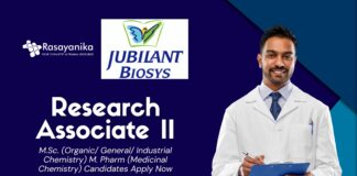 Latest MSc Chemistry Job Role as Research Associate II | Apply Now at Jubilant Biosys