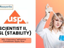 Latest MSc Chemistry/ MPharma Jobs at US Pharmacopeia l Apply now for the Scientist II, RSL (Stability) Role