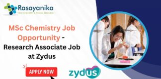 MSc Chemistry Job Opportunity