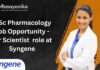 MSc Pharmacology Job Opportunity