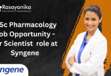 MSc Pharmacology Job Opportunity