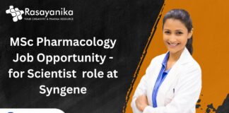 MSc Pharmacology Job Opportunity