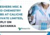 Freshers MSc & PhD Chemistry Jobs
