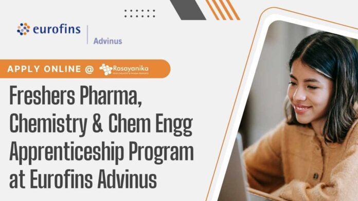 Freshers Pharma Apprenticeships at Eurofins Advinus