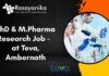 PhD & M.Pharma Research Job