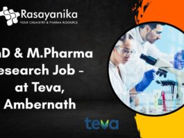 PhD & M.Pharma Research Job