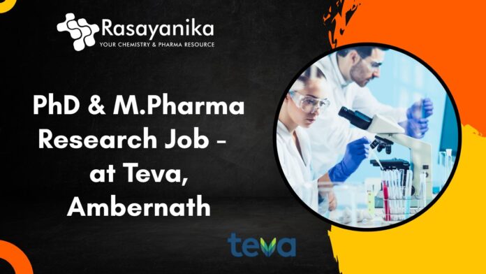 PhD & M.Pharma Research Job