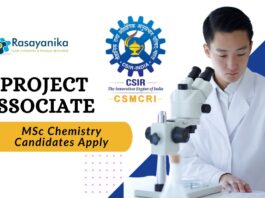 Project Associate Vacancy at CSIR-CSMCRI – MSc Chemistry Candidates Apply