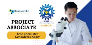 Project Associate Vacancy at CSIR-CSMCRI – MSc Chemistry Candidates Apply