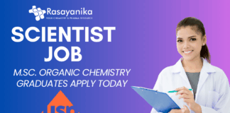 Scientist Job at USP Hyderabad Organic Chemistry Graduates Apply Today