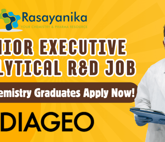 Senior Executive R&D Job at Diageo for MSc Chemistry Apply