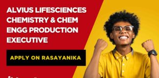 Alvius Lifesciences Chemistry & Chem Engg Production Executive