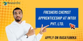 Freshers Chemist Apprenticeship at Intox Pvt. Ltd.