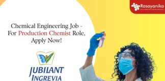 Chemical Engineering Job - For Production Chemist Role, Apply Now!
