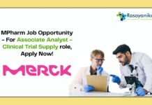 MPharm Job Opportunity - For Associate Analyst - Clinical Trial Supply role, Apply Now!