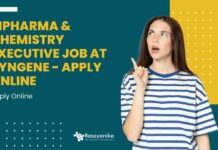 MPharma & Chemistry Jobs at Syngene