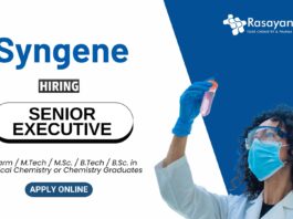 Analytical Chemistry Jobs for Freshers Apply Now for the Senior Executive Role at Syngene
