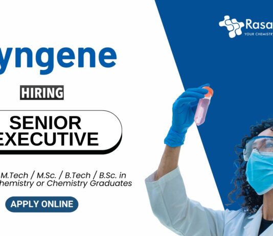 Analytical Chemistry Jobs for Freshers Apply Now for the Senior Executive Role at Syngene