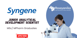 Analytical Scientist Job at Syngene - MSc Graduates Apply Online