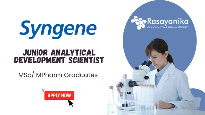 Analytical Scientist Job at Syngene - MSc Graduates Apply Online