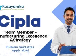 BPharm Jobs at Cipla | Apply Now For The Team Member - Manufacturing Excellence and Strategy Role