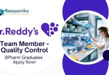 BPharma Jobs at Dr. Reddy's | Apply Now For The Team Member - Quality Control Role