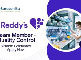 BPharma Jobs at Dr. Reddy's | Apply Now For The Team Member - Quality Control Role