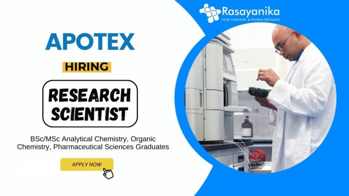BSc Chemistry Job at Apotex Apply Online for the Research Scientist Position
