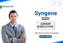BSc Chemistry Jobs at Syngene Apply Now for the Junior Executive Position (1)