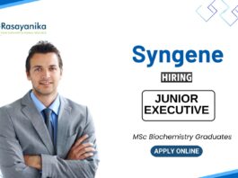 BSc Chemistry Jobs at Syngene Apply Now for the Junior Executive Position (1)