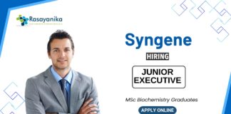 BSc Chemistry Jobs at Syngene Apply Now for the Junior Executive Position (1)