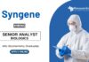 Chemistry Jobs at Syngene MSc Graduates Apply Now for the Senior Analyst Position (1)