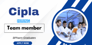 Recent Pharma Jobs at Cipla | Apply Now for the Team Member - LCM Position