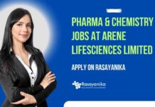 Pharma & Chemistry QA Jobs at Arene Lifesciences Limited, Apply on Rasayanika