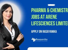 Pharma & Chemistry QA Jobs at Arene Lifesciences Limited, Apply on Rasayanika