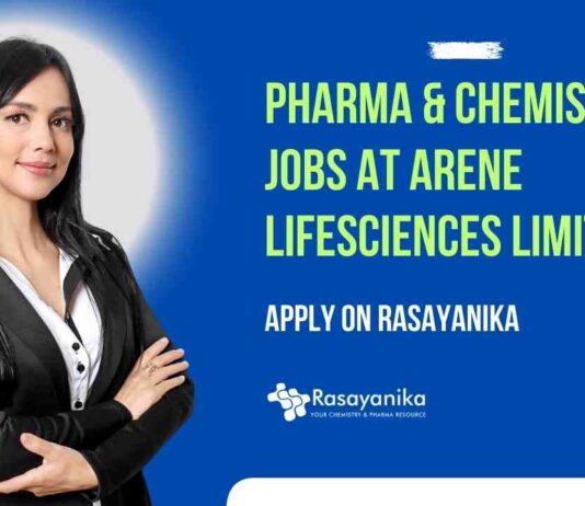 Pharma & Chemistry QA Jobs at Arene Lifesciences Limited, Apply on Rasayanika