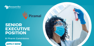 Latest B Pharm Jobs at Piramal Enterprises Limited | Apply Now for Senior Executive Position