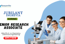 Chemical Engineering Jobs at Jubilant Apply Now for the Senior Research Associate Role