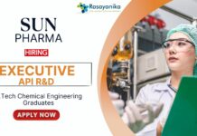 Chemical Engineering Jobs at Sun Pharma B.Tech Graduates Apply Now for the Executive Role