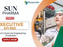 Chemical Engineering Jobs at Sun Pharma B.Tech Graduates Apply Now for the Executive Role