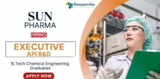 Chemical Engineering Jobs at Sun Pharma B.Tech Graduates Apply Now for the Executive Role