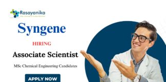 Chemical Engineering Jobs at Syngene | Apply Now for Associate Scientist Position