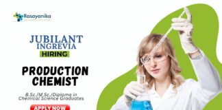 Chemical Science Jobs at Jubilant Ingrevia | BSc Graduates Apply Now for the Production Chemist Role