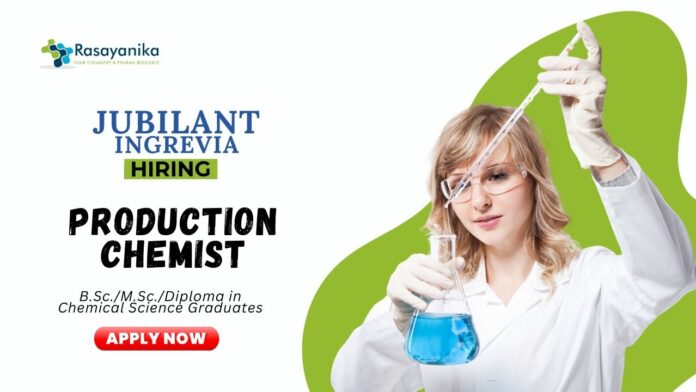 Chemical Science Jobs at Jubilant Ingrevia | BSc Graduates Apply Now for the Production Chemist Role