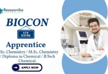 Chemistry Jobs at Biocon | BSc and MSc Chemistry Freshers Apply Now For The Apprentice Role