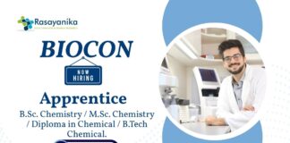 Chemistry Jobs at Biocon | BSc and MSc Chemistry Freshers Apply Now For The Apprentice Role
