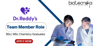 Freshers Chemistry Job at Dr. Reddy’s - BSc MSc Graduates Apply Now