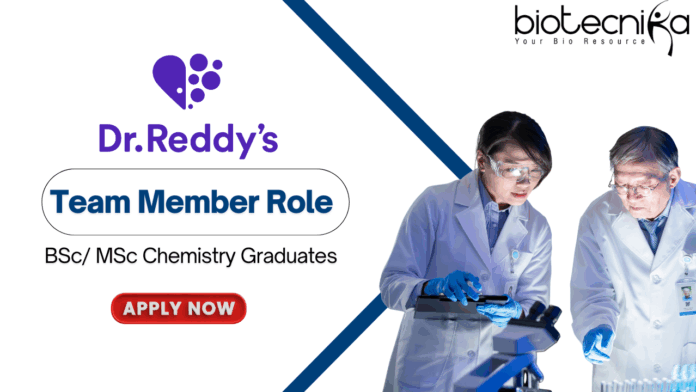 Freshers Chemistry Job at Dr. Reddy’s - BSc MSc Graduates Apply Now