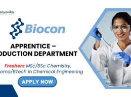 Freshers Chemistry Jobs at Biocon Hyderabad | Attend the Walk-In Interview for Apprentice – Production Department Role
