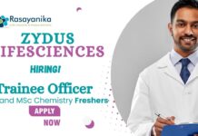 Freshers Job Vacancy at Zydus | BSc and MSc Chemistry Graduates Apply Now